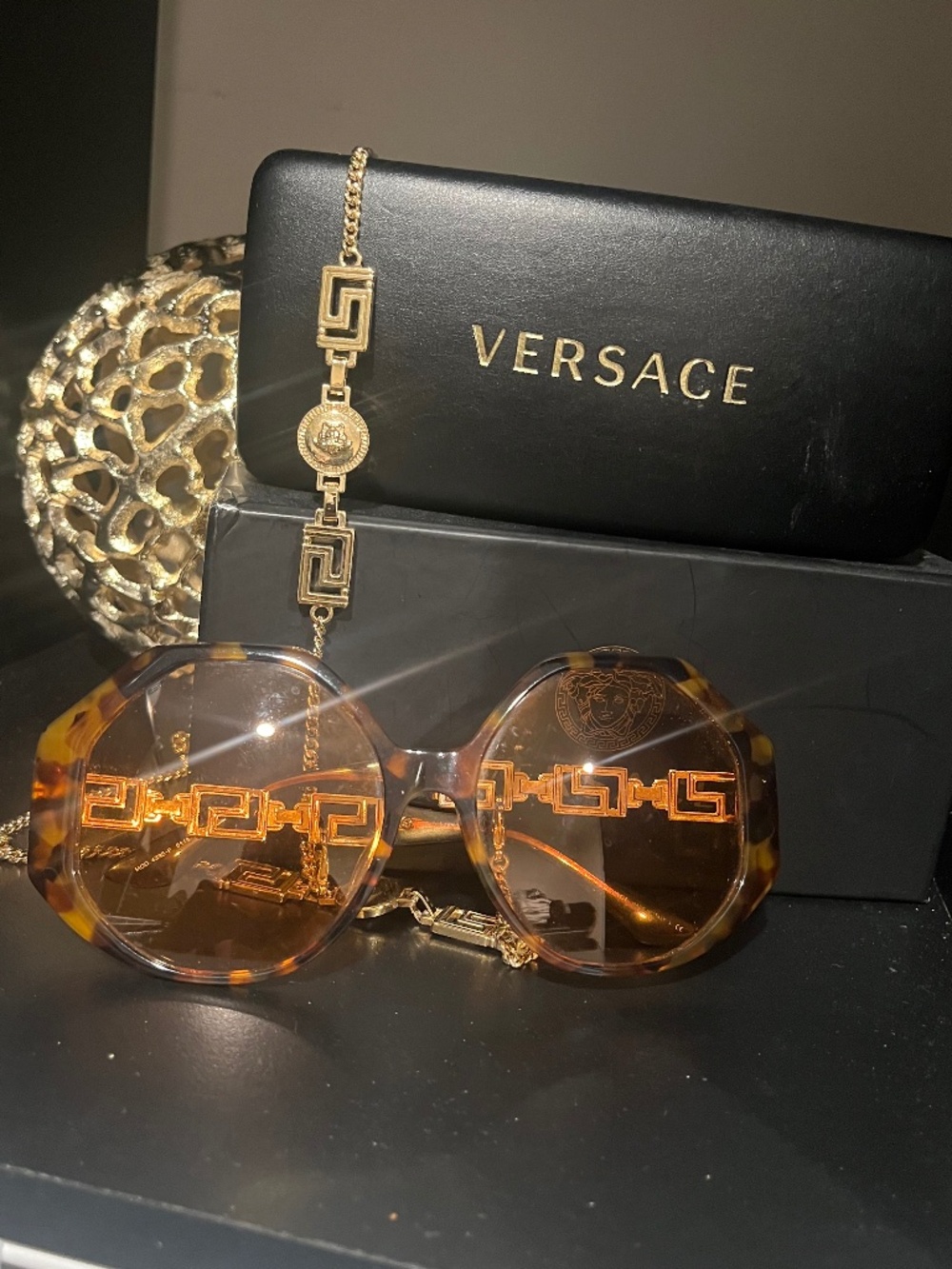 Authentic Versace Glasses with Metal Strap